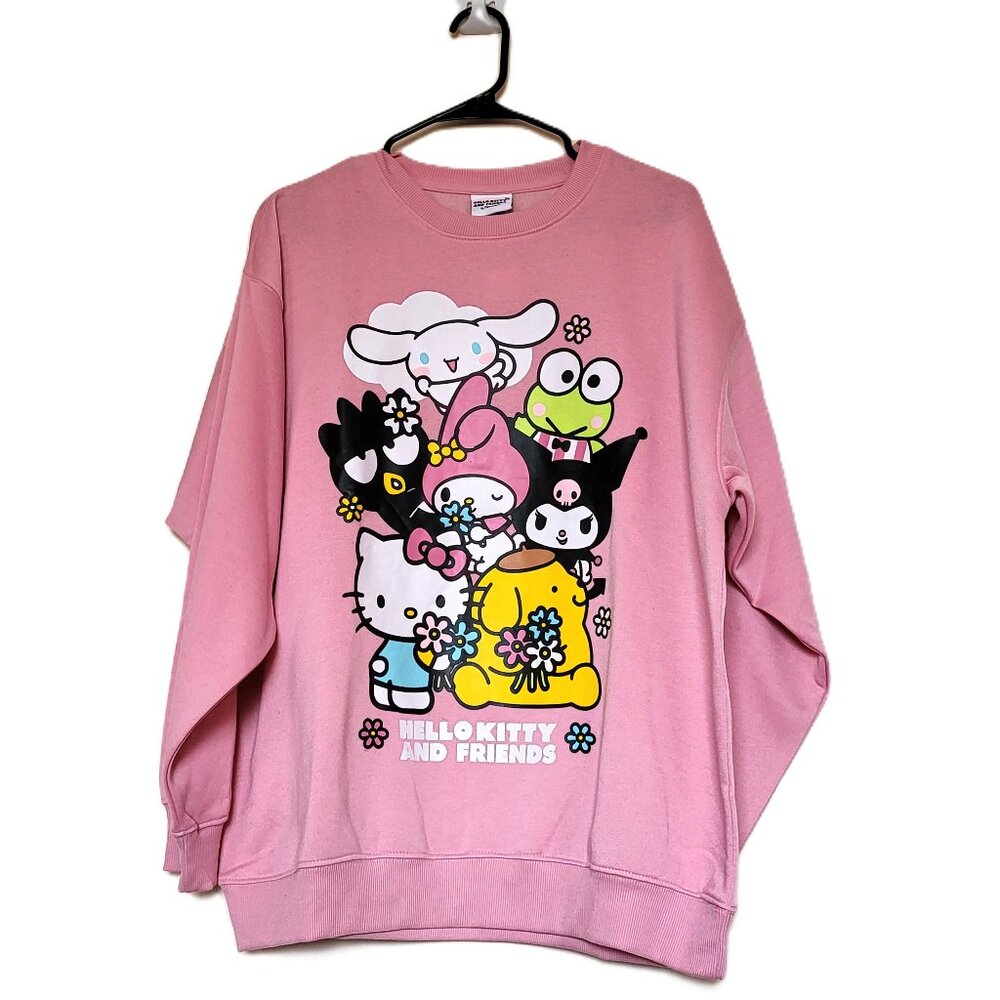 *NEW* HELLO KITTY & FRIENDS Women's Pink Oversized Sweatshirt Size Medium Sanrio